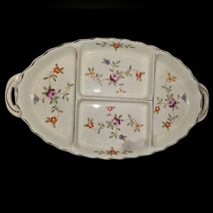 Floral Divided Ceramic Serving Platter